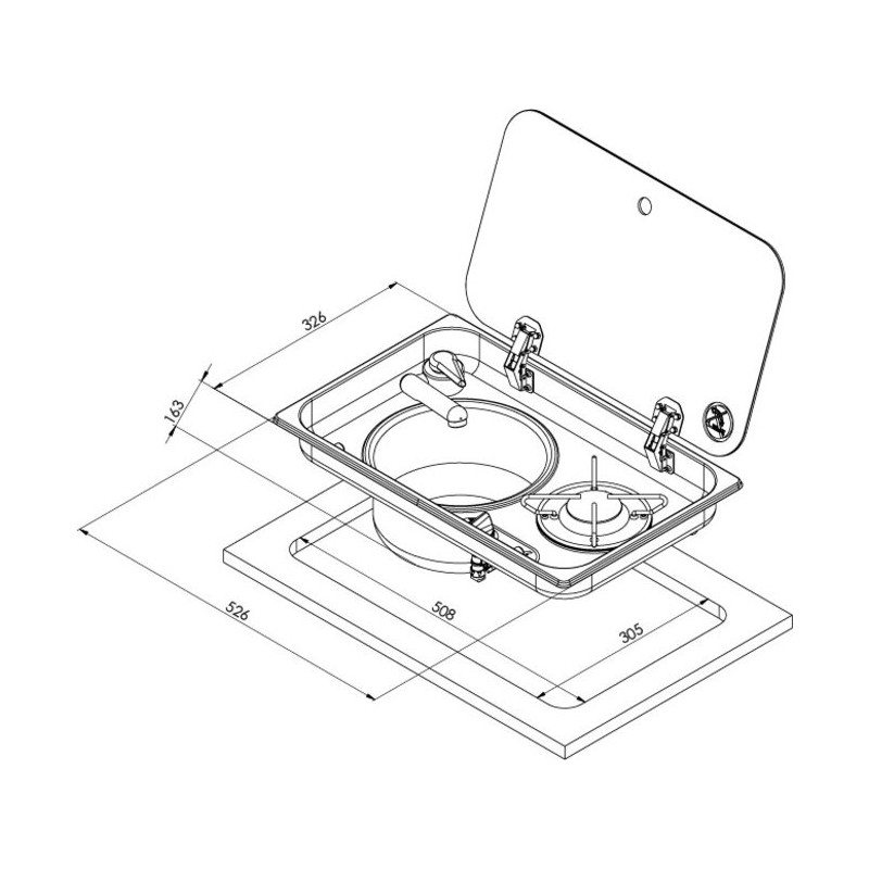 Combiné gaz avec couvercle CARBEST 1 feux Plaque de cuisson pour