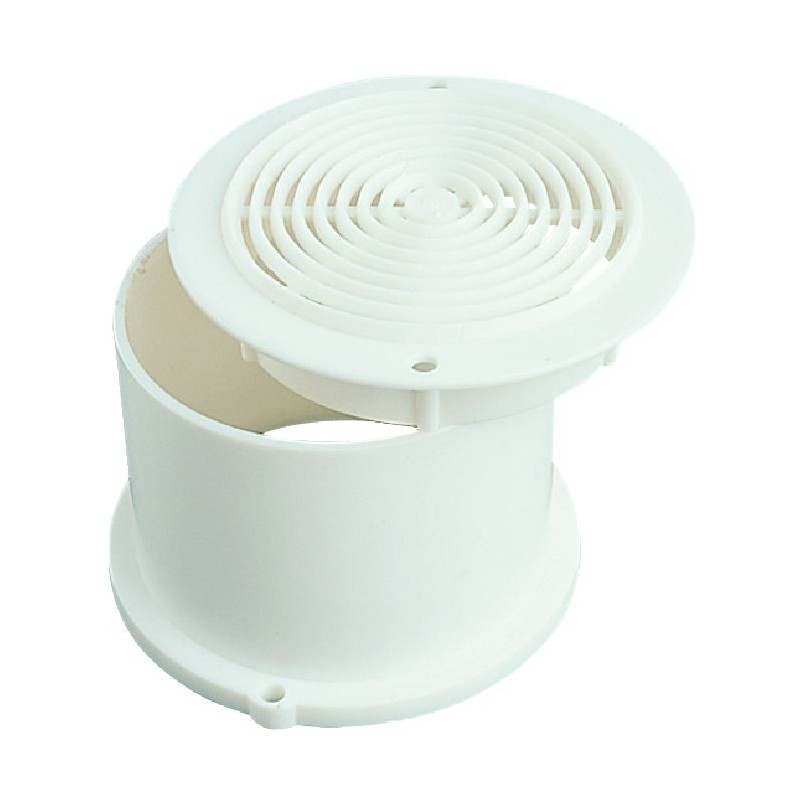 Grille d'aération en plastique - Blanc - Diamètre 80 mm - Abri Services
