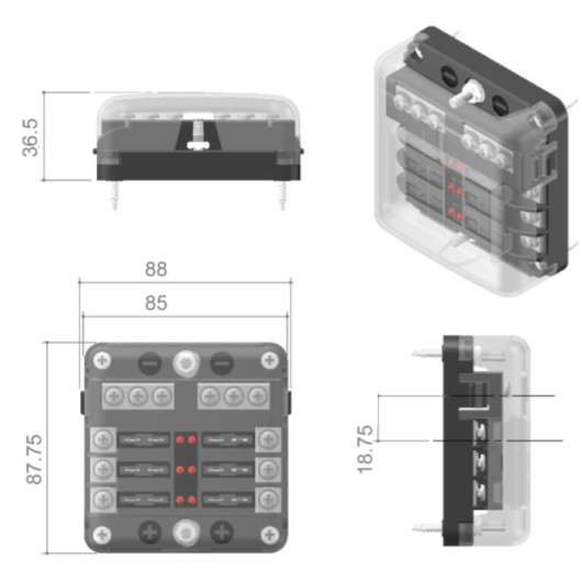 Kits de porte-fusibles de boîte à fusibles de lame de circuit de 12 voies  indépendants
