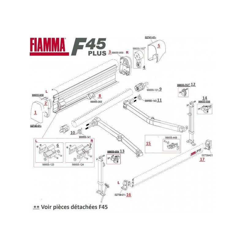 Rouleau de store Fiamma pour tente de store ZIP F45s 350 - Numéro de pièce  Fiamma 98673-119 - Accessoires de camping Berger Camping