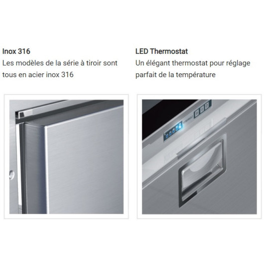 Réfrigérateur à tiroir inox 49L