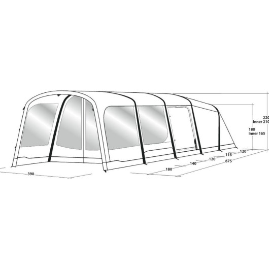 Tente gonflable 6 places, 4 places confort à 3 chambres OUTWELL