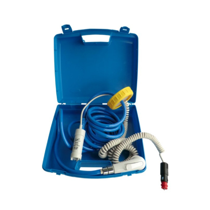 Kit de mise en eau 12V sur allume-cigare pour jerrican d'eau DIN 96  (pompe-douchette-tuyau)