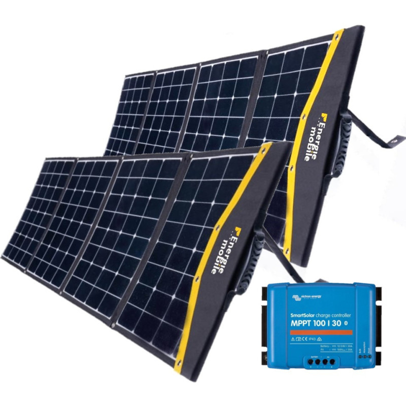 Kit 2 panneaux solaire pliant 400 W ENERGIE MOBILE avec régulateur