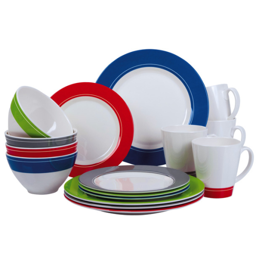 Service de table 12 pièces en mélamine, service de vaisselle pour 4  assiettes et bols, durable, passe au lave-vaisselle, sans BPA (rouge  citrouille)