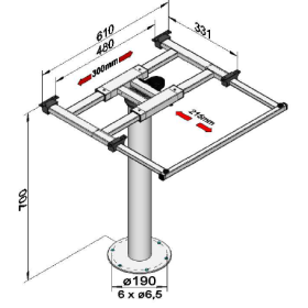Pied de table télescopique 355-730 mm ILSE - aménagement camping-car &  fourgon - H2R Equipements