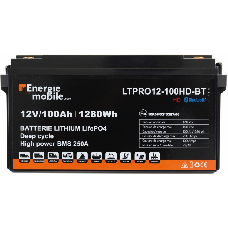Batterie Lithium 12v 100ah LiFePo4 LTPRO 12-100 Bluetooth Energie Mobile -  H2R-Equipements