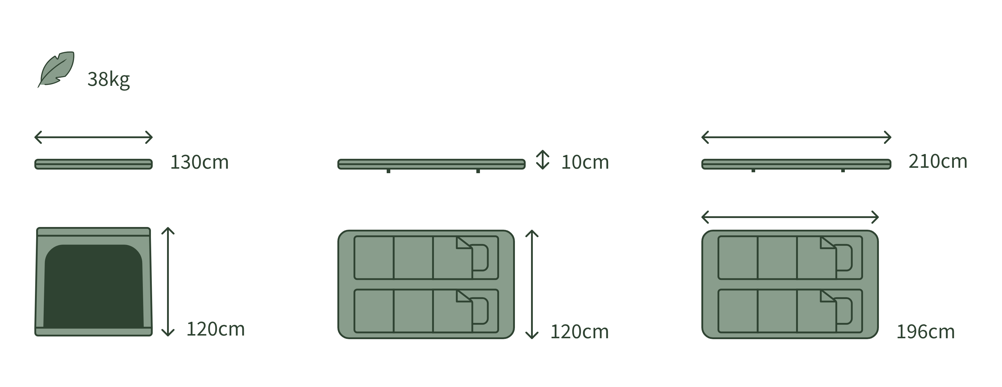 Dimensions tente de toit 2 personnes Trek Go Overland